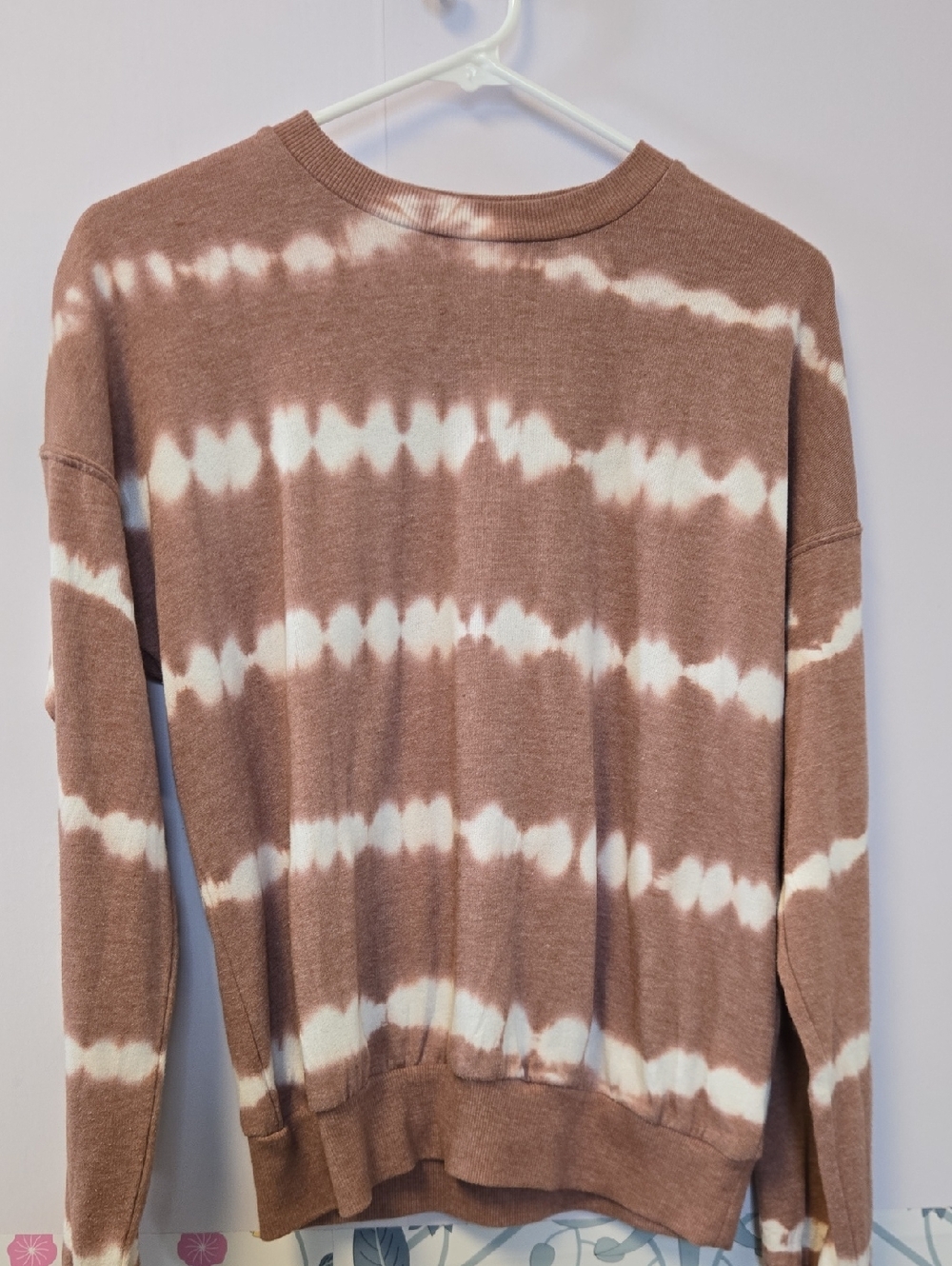 Belle Du Jour Brown and White Tie-Dye Sweater